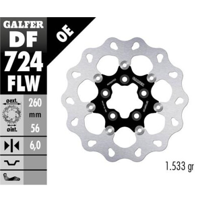 Disco flottante GALFER Wave (acciaio) 260x6mm