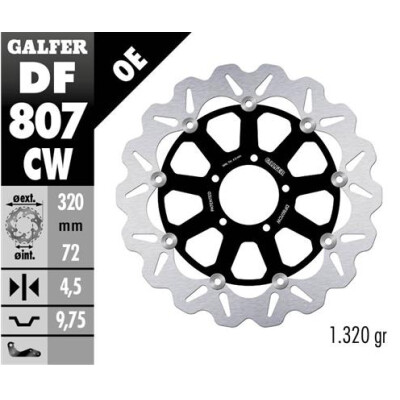 Disco flottante completo GALFER Wave (alluminio) 320x DF807CW