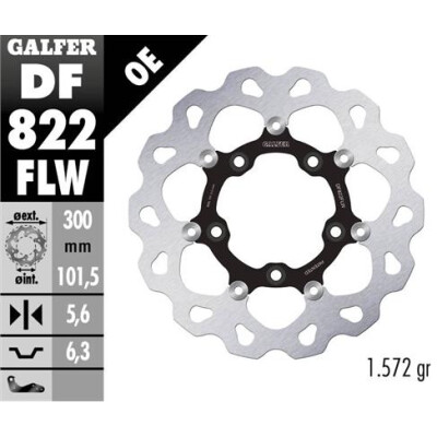 Disco flottante GALFER Wave (acciaio) 300x5,6mm