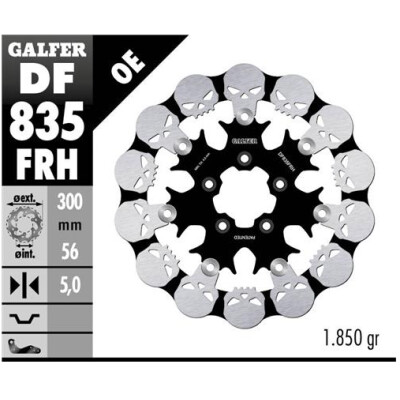 Disco flottante GALFER Wave Skull Design (acciaio) DF835FRH