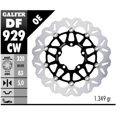 Disco flottante completo GALFER Wave (alluminio) 320x DF929CW