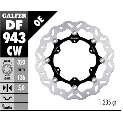 Disco flottante GALFER Wave (alluminio) 320x5mm DF943CW