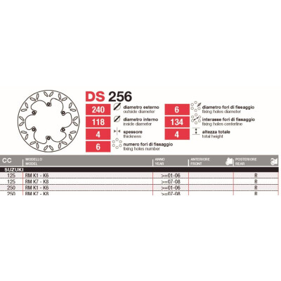Dischi freno posteriori Suzuki RM 125-250 - DS256
