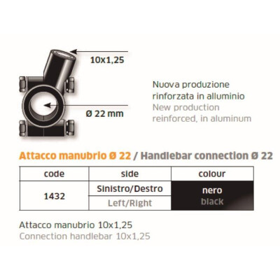 MORSETTO SPECCHIETTO MANUBRIO 22 m10X125