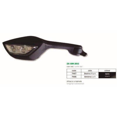 SPECCHIETTO SINISTRO KAWA ZX10R 2011 CONNESSIONE ORIGINALE-LED