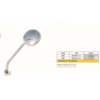 SPECCHIETTO UNIV SINISTRO CROMATO CLASSICO MORSETTO 22MM