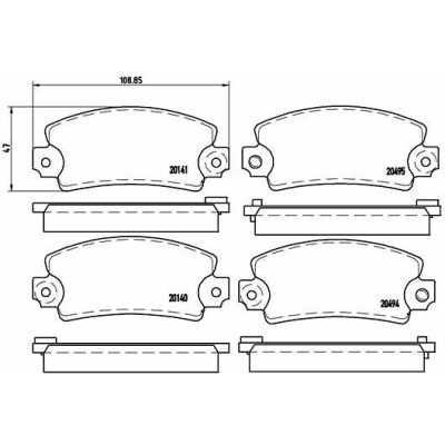 Set di 4 pastiglie freno BREMBO P 68 001