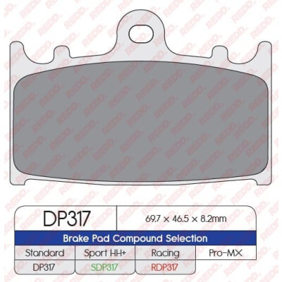Pastiglie freno sportive sinterizzate SDP317HH+