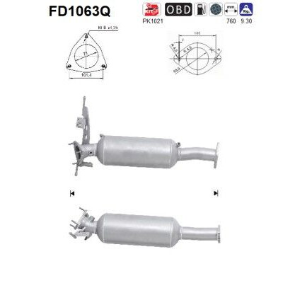 Filtro antiparticolato / particellare, Impianto gas scarico FD1063Q AS
