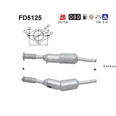 Filtro antiparticolato / particellare, Impianto gas scarico FD5125 AS