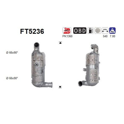 Filtro antiparticolato / particellare, Impianto gas scarico FT5236 AS
