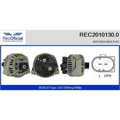 Alternatore REC20101300 RECOFICIAL