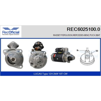 Motorino d'avviamento REC60251000 RECOFICIAL