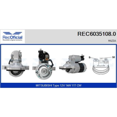 Motorino d'avviamento REC60351080 RECOFICIAL