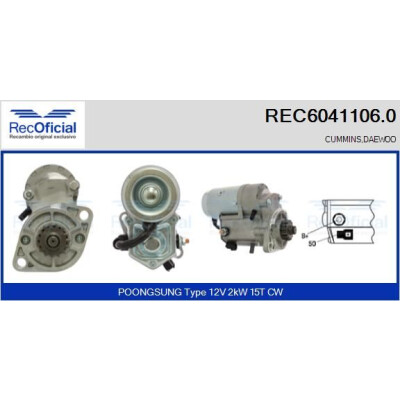 Motorino d'avviamento REC60411060 RECOFICIAL