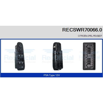 Interruttore, Alzacristallo RECSWR700660 RECOFICIAL