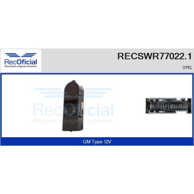 Interruttore, Alzacristallo RECSWR770221 RECOFICIAL