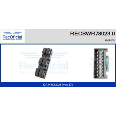 Interruttore, Alzacristallo RECSWR780230 RECOFICIAL