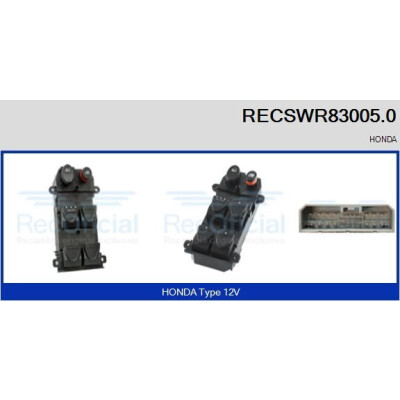 Interruttore, Alzacristallo RECSWR830050 RECOFICIAL