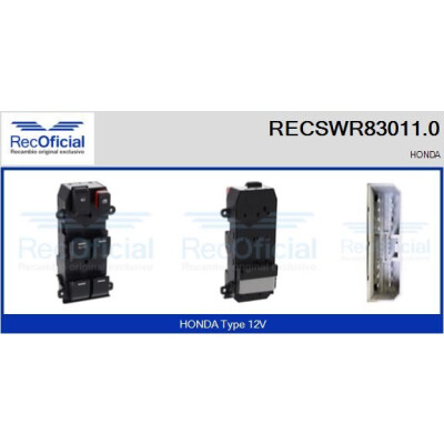 Interruttore, Alzacristallo RECSWR830110 RECOFICIAL