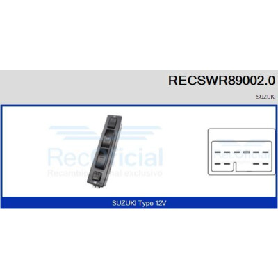 Interruttore, Alzacristallo RECSWR890020 RECOFICIAL