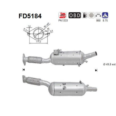 Filtro antiparticolato / particellare, Impianto gas scarico FD5184 AS