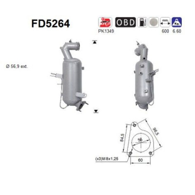 Filtro antiparticolato / particellare, Impianto gas scarico FD5264 AS