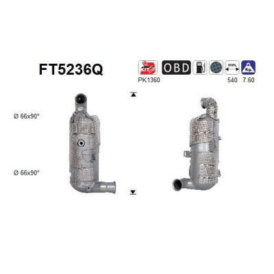 Filtro antiparticolato / particellare, Impianto gas scarico FT5236Q AS