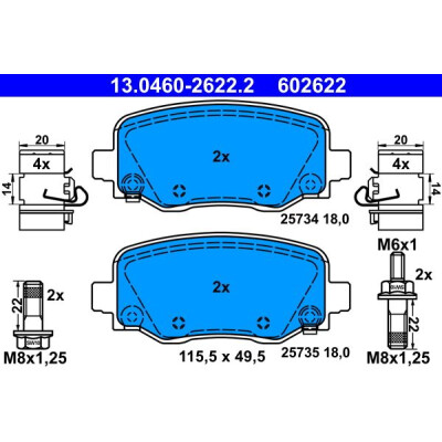 Kit pastiglie freno, Freno a disco 13046026222 ATE