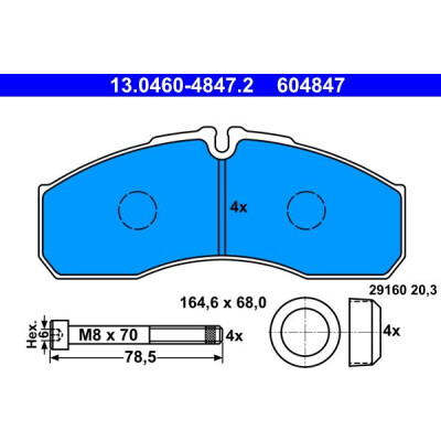 Kit pastiglie freno, Freno a disco 13046048472 ATE