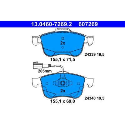 Kit pastiglie freno, Freno a disco 13046072692 ATE