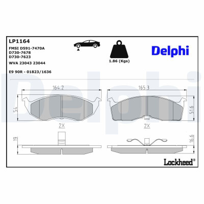 Kit pastiglie freno, Freno a disco LP1164 DELPHI