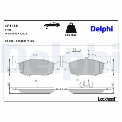 Kit pastiglie freno, Freno a disco LP1416 DELPHI