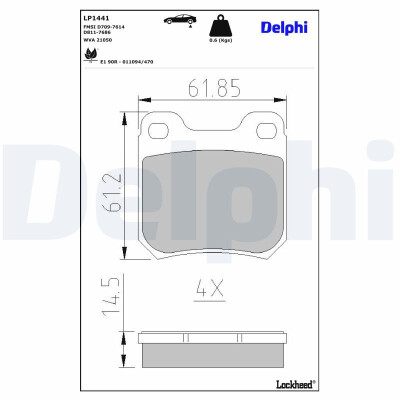 Kit pastiglie freno, Freno a disco LP1441 DELPHI