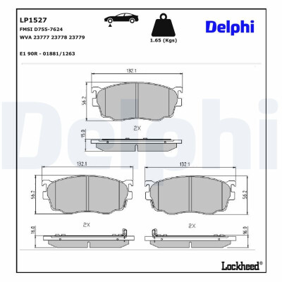 Kit pastiglie freno, Freno a disco LP1527 DELPHI
