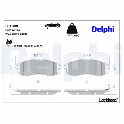 Kit pastiglie freno, Freno a disco LP1808 DELPHI