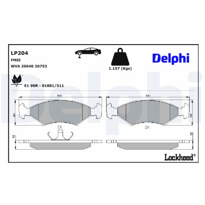 Kit pastiglie freno, Freno a disco LP204 DELPHI