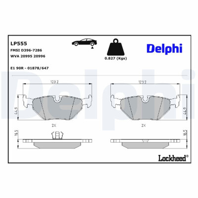 Kit pastiglie freno, Freno a disco LP555 DELPHI