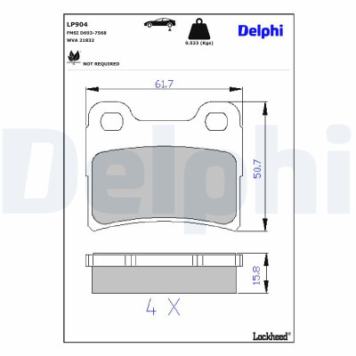 Kit pastiglie freno, Freno a disco LP904 DELPHI
