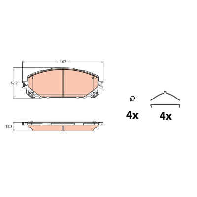 Kit pastiglie freno, Freno a disco GDB2142 TRW